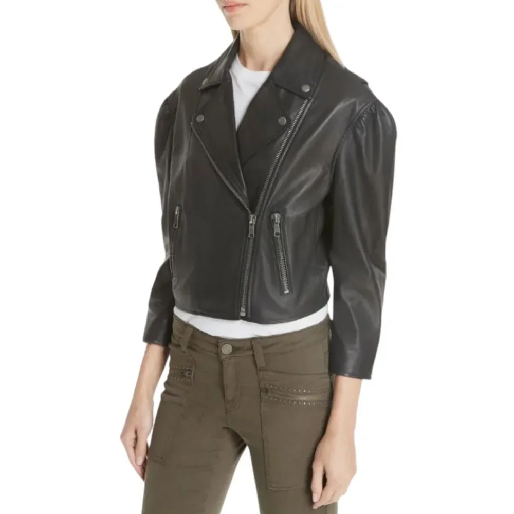 Brand New with Tag Joie Black Leather Jacket Classic and Versatile Style - Picture 5 of 16